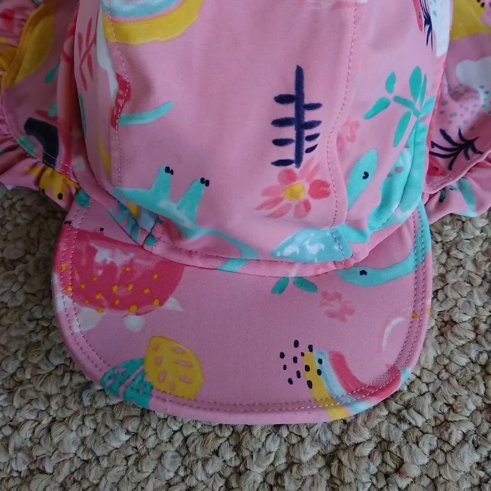 F&F Pink dinosaur Rainbow Summer Sun Cap Hats - Girls 3-4 years